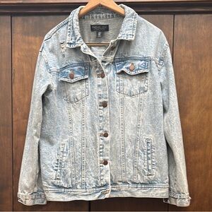 Rachel Zoe Distressed Acid Washed Denim Classic Style Jacket Medium